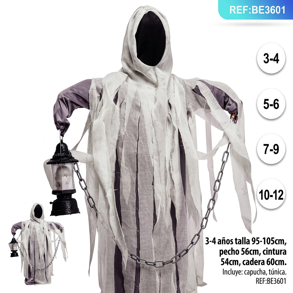 Conjunto Infantil de Fantasma con Túnica (3-4 años)