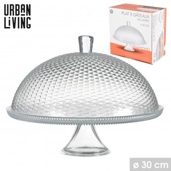 URBAN LIVING DIAMOND Plat à Gâteaux Sur Pied Cloche 30cm