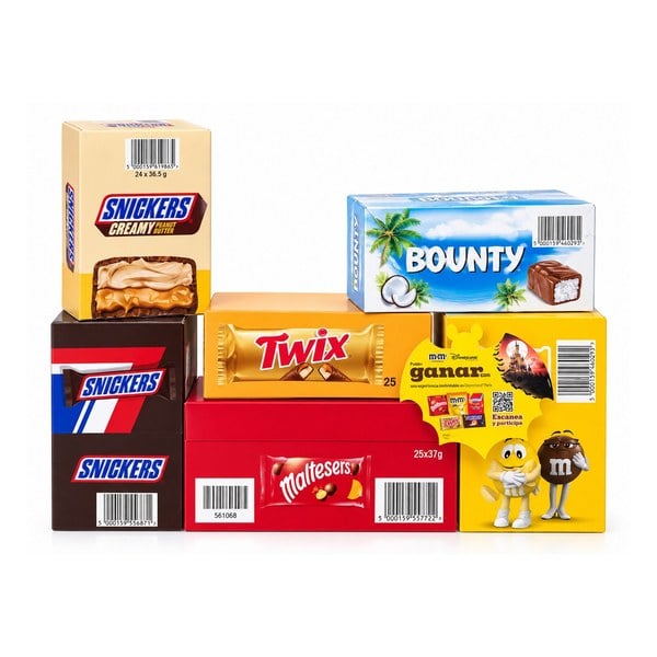 LOTE 4+2 TWIX SNICKER CREAM M&M MALTESER BOUNTY