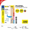 PAQUETE 100 HOJAS PAPEL COLORES VIVOS A4 80g