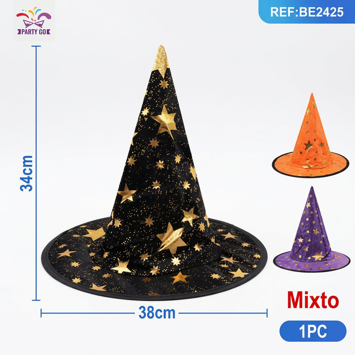 SOMBRERO HALLOWEEN ESTRELLA DORADA MEZCLA