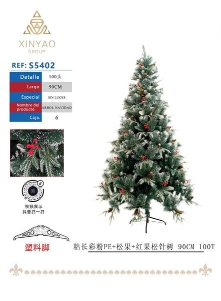 Arbol Navidad Adornado 90cm 100T