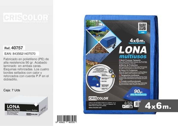 40757 LONA MULTIUSO 4X6M AZUL