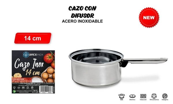 CAZO INOX CON DIFUSOR 14 CM