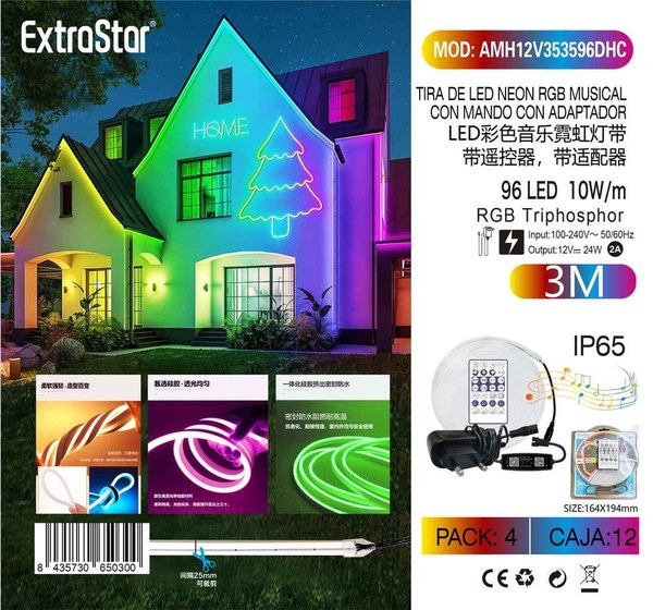 Tira de LED Neon RGB Musical 3M con Mando
