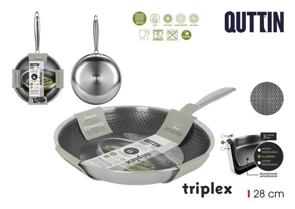 Sartén Acero Inducción Triplex 28cm Quttin
