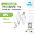 Bombilla LED C37 E14 8W Pack2 Luz Natural