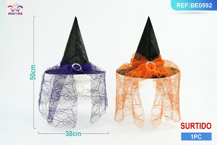Gorro de Halloween con Malla Decorativa