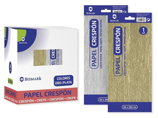 Papel Crespón Oro-Plata 50x250mm