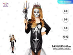 Nina Disfraz Sirena Esqueleto Negro
