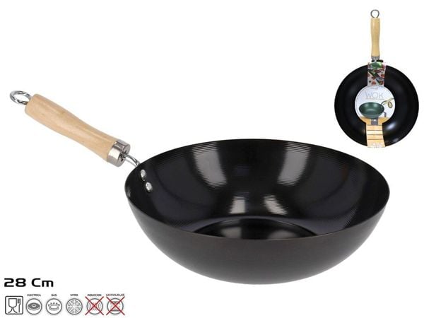 Wok 28cm con mango de madera