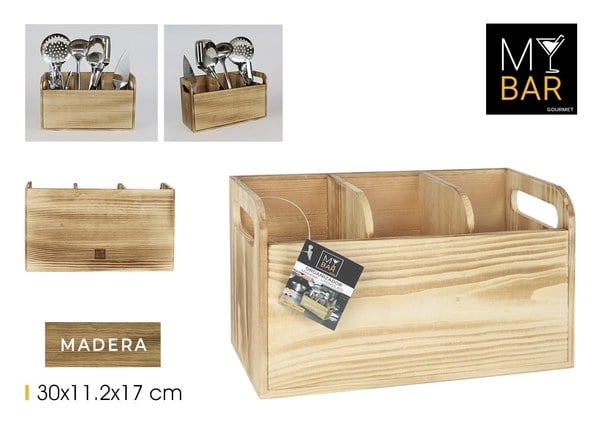 Organizador Madera Utensilios My Bar