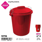 Cubo Basura Redondo Nº2 21L Asas Metal Rojo