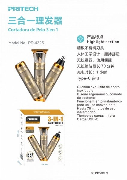 Cortadora de Pelo 3 en 1 PR-4325