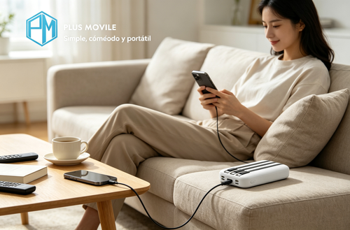 Magnetische Powerbank Plus Movile 12000mAh mit integrierten Kabeln | PM-2359