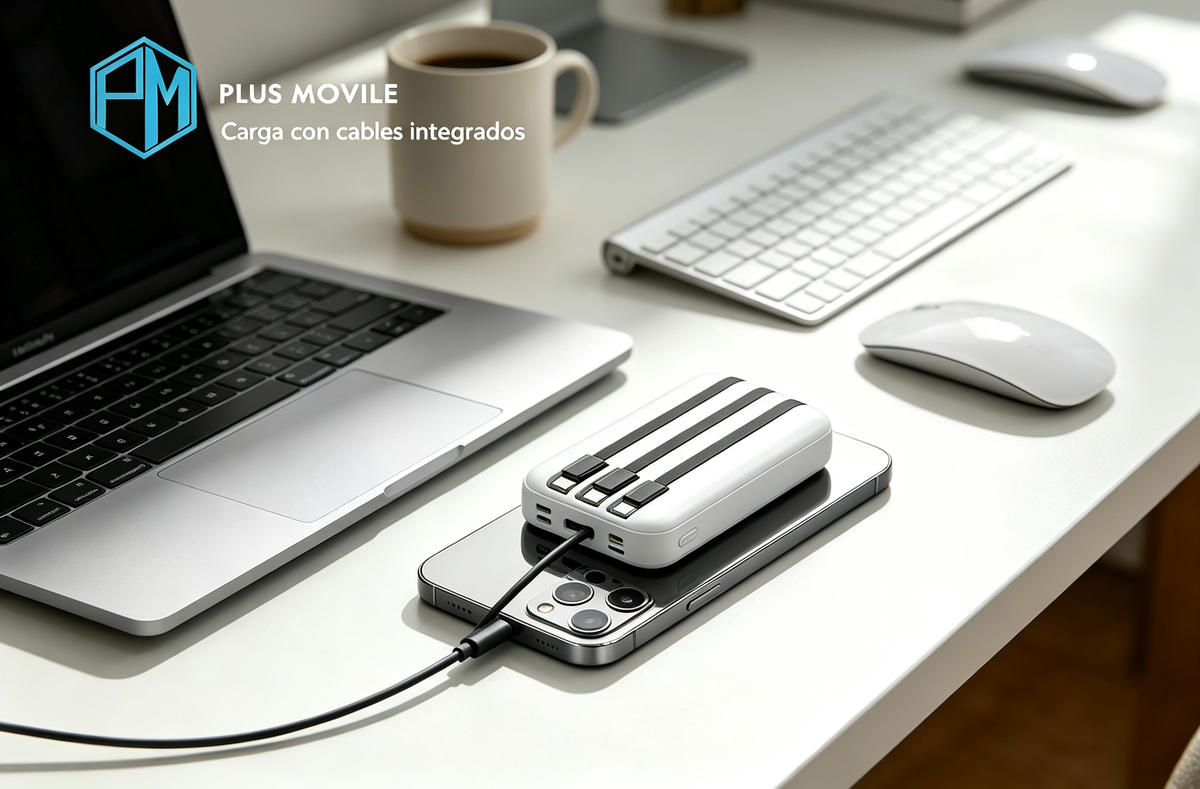 Batería Portátil Magnética Plus Movile 12000mAh con Cables Integrados | PM-2359