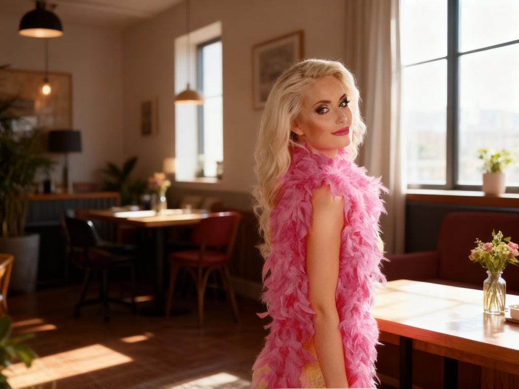 Bufanda de Plumas Rosa Claro para Halloween