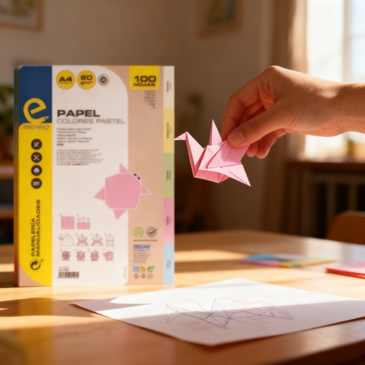 Paquete 100 Hojas Papel Colores Pastel A4 80gr