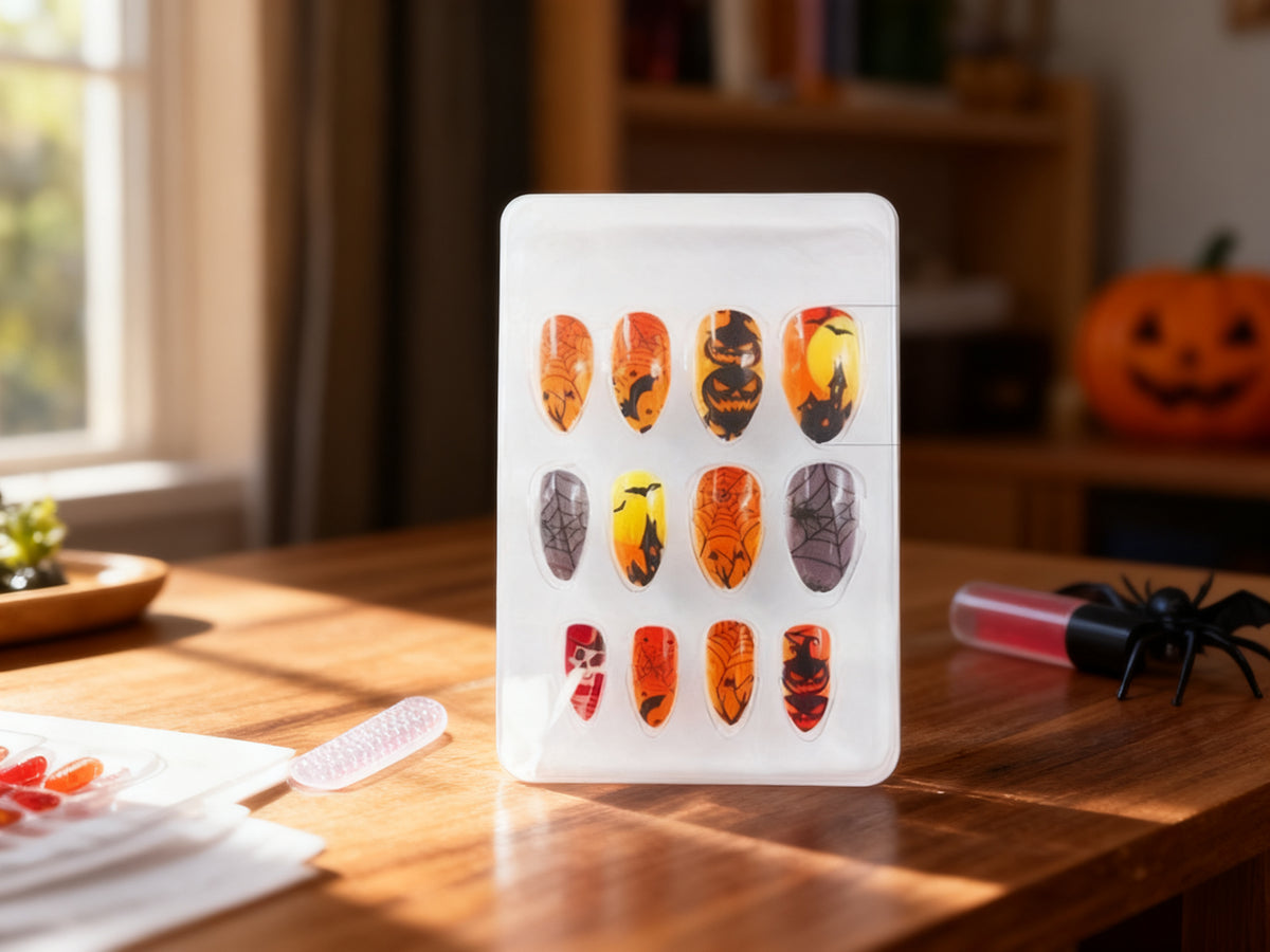 Uñas Postizas de Gelatina Halloween Adulto 12 Piezas