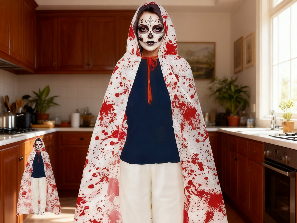 Capa de Halloween con manchas de sangre 120cm