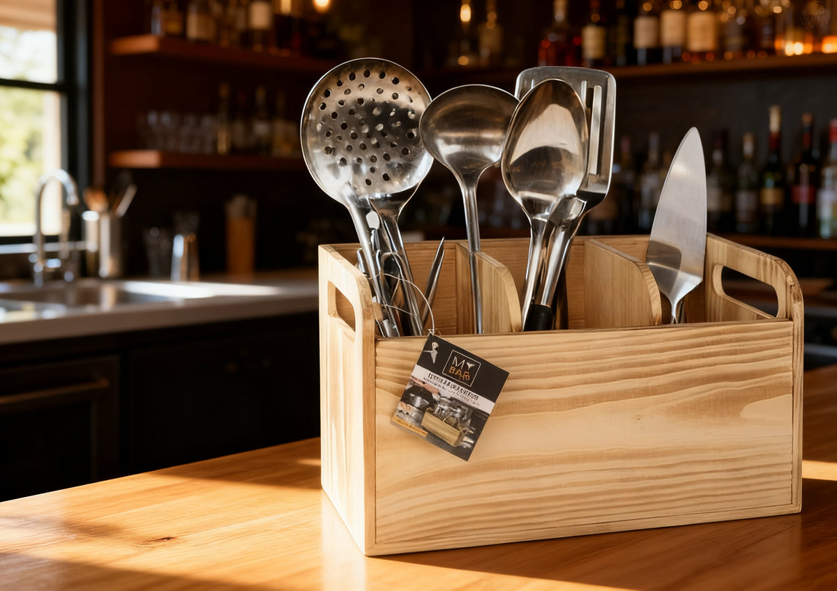 Organizador Madera Utensilios My Bar
