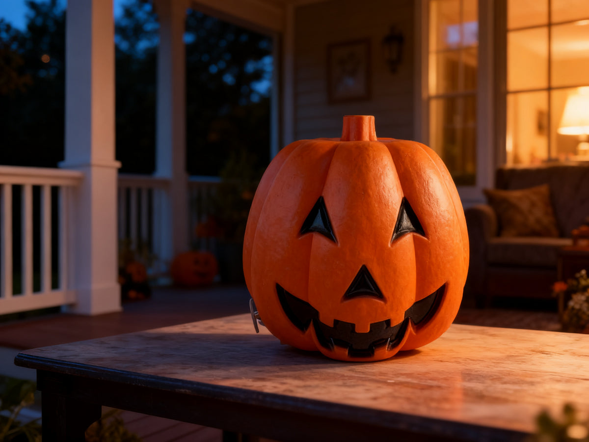LAMPARA CALABAZA NARANJA CON SONRISA