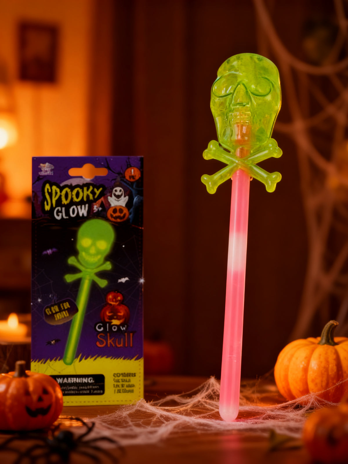 VARITA MÁGICA DE CALAVERA FLUORESCENTE PARA HALLOWEEN
