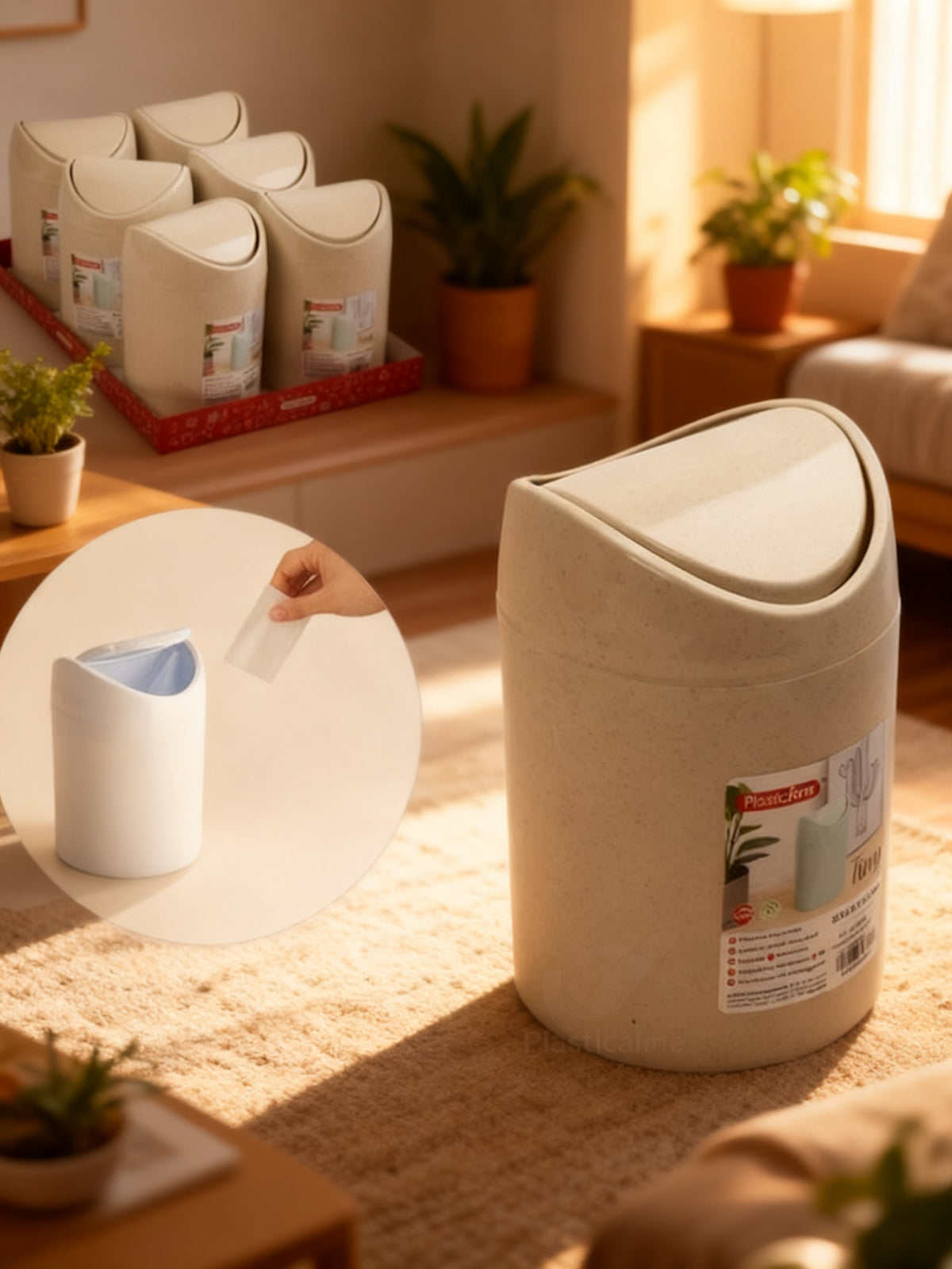 Papelera Tiny Eco Beige Pack de 6