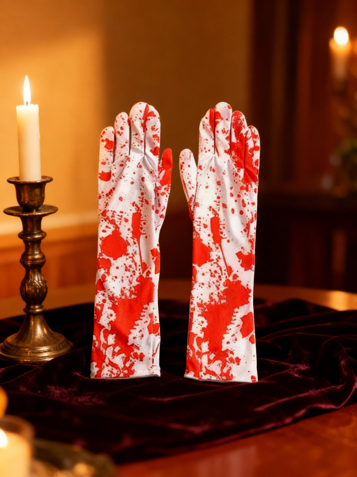 GUANTES LARGOS CON MANCHAS DE SANGRE PARA HALLOWEEN