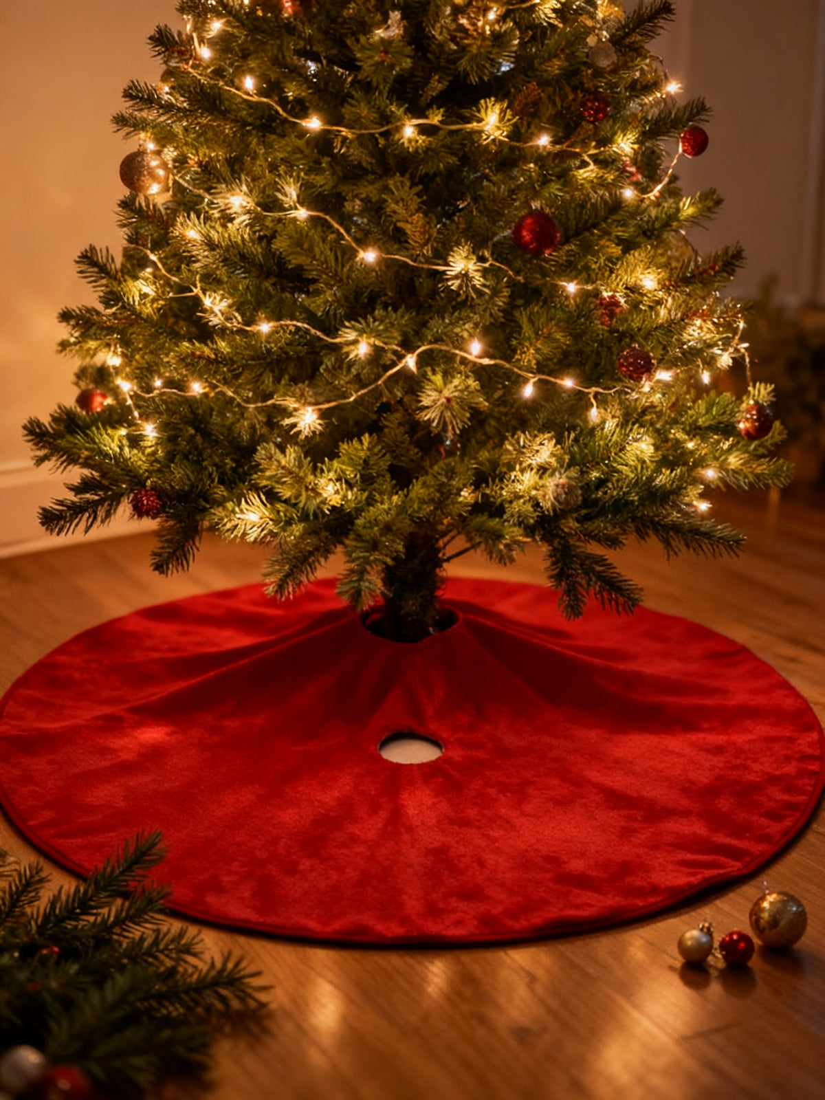 Pie de Pino Navidad Rojo 87cm