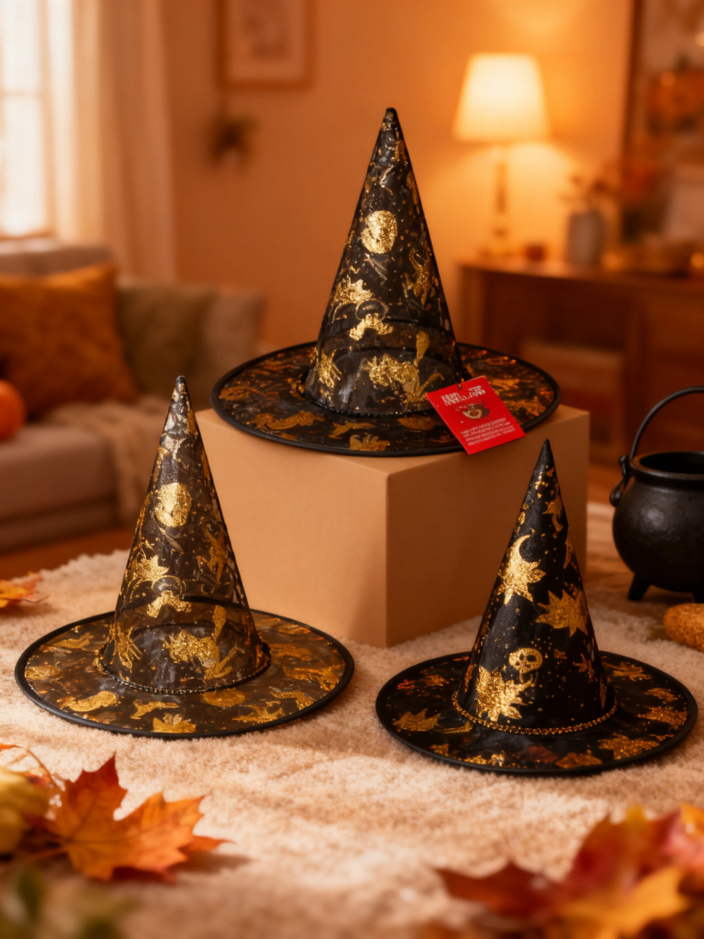 Gorro Triangular Halloween Niños Transparente Dorado Mixto 1PC
