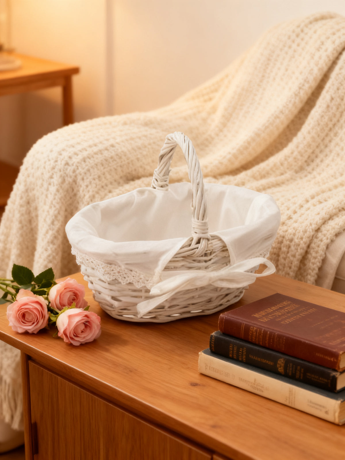 Cesta Mimbre Oval Mini con Asa