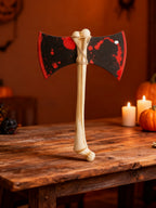 Hacha Doble Filo Hueso Ensangrentado Halloween