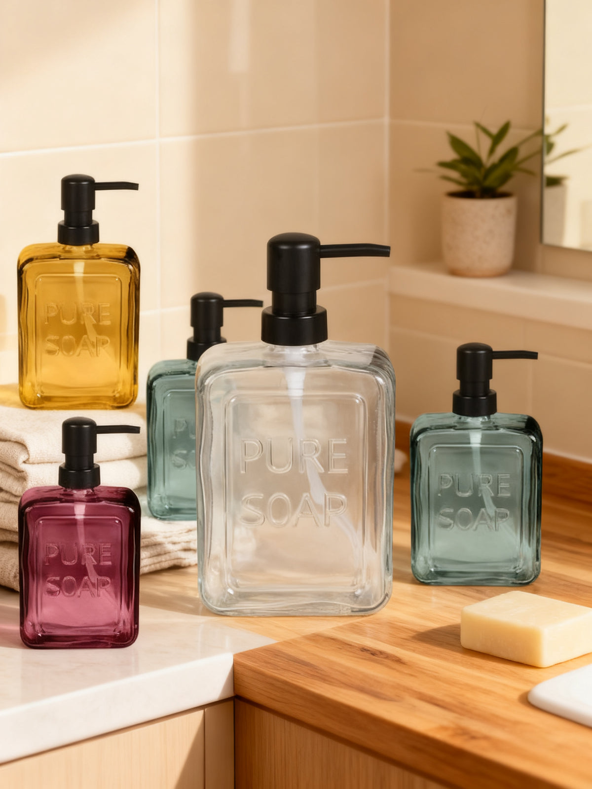 Distribuidor de Savón de Vidrio 570ml 4 Colores