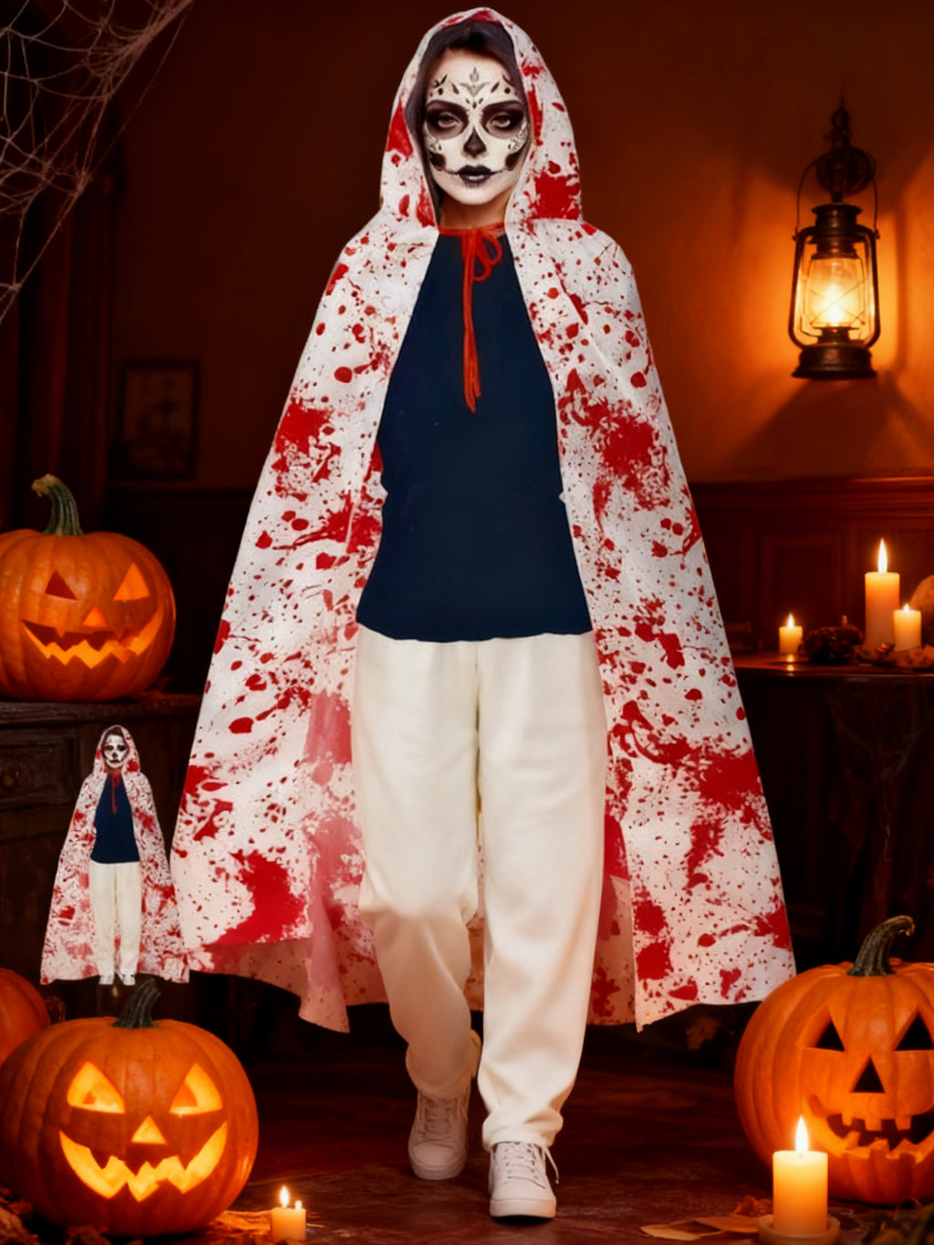Capa de Halloween con manchas de sangre 120cm