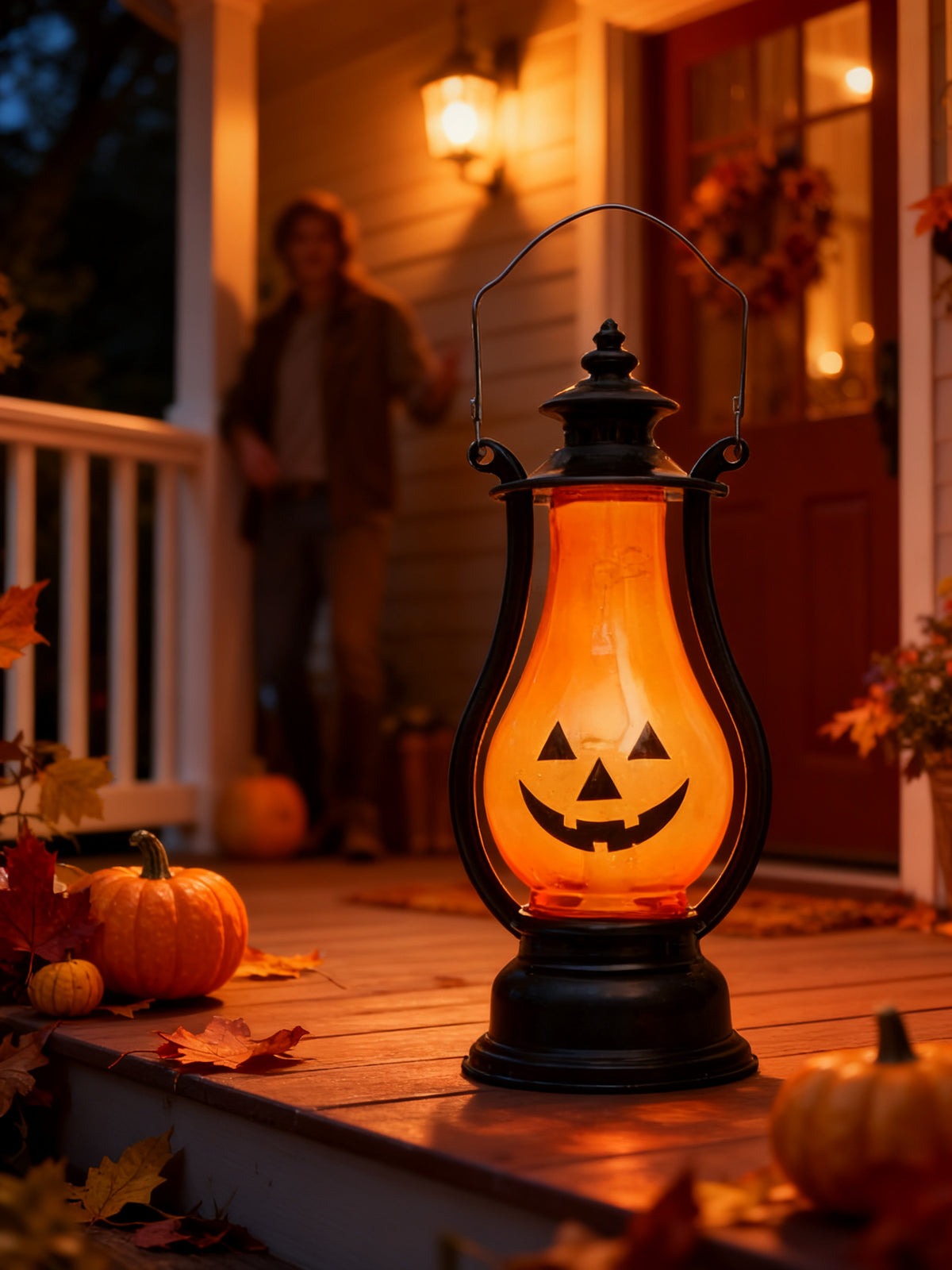 Farol de Halloween con Cara de Calabaza