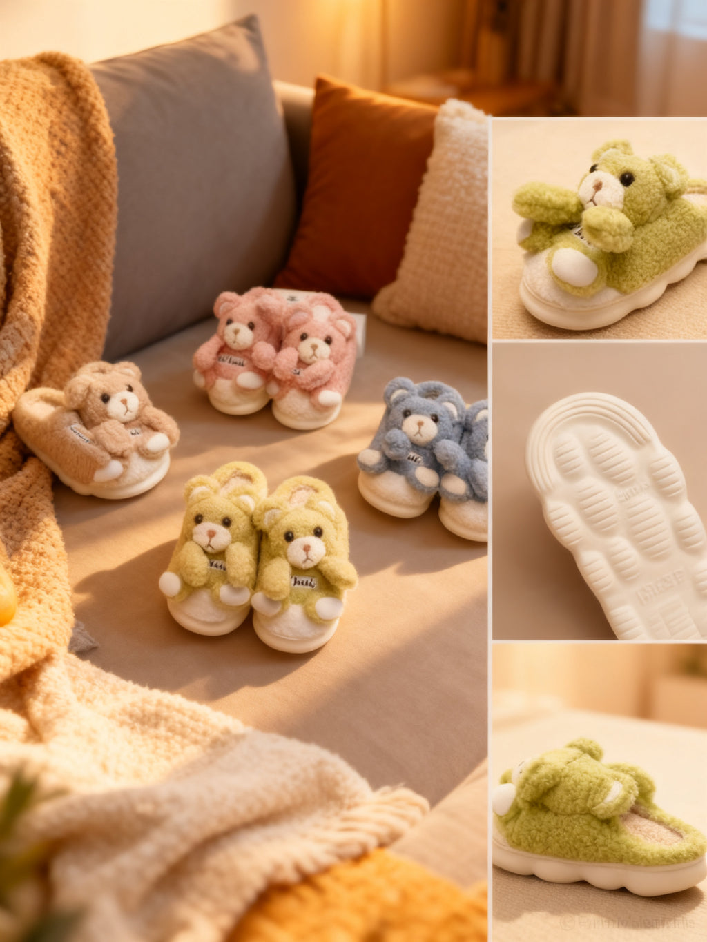 Zapatillas 2267 de Peluche con Oso