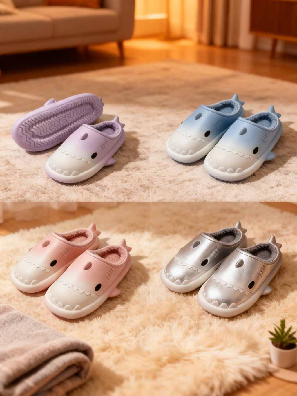 Zapatillas de Casa Forma de Tiburón para Mujer