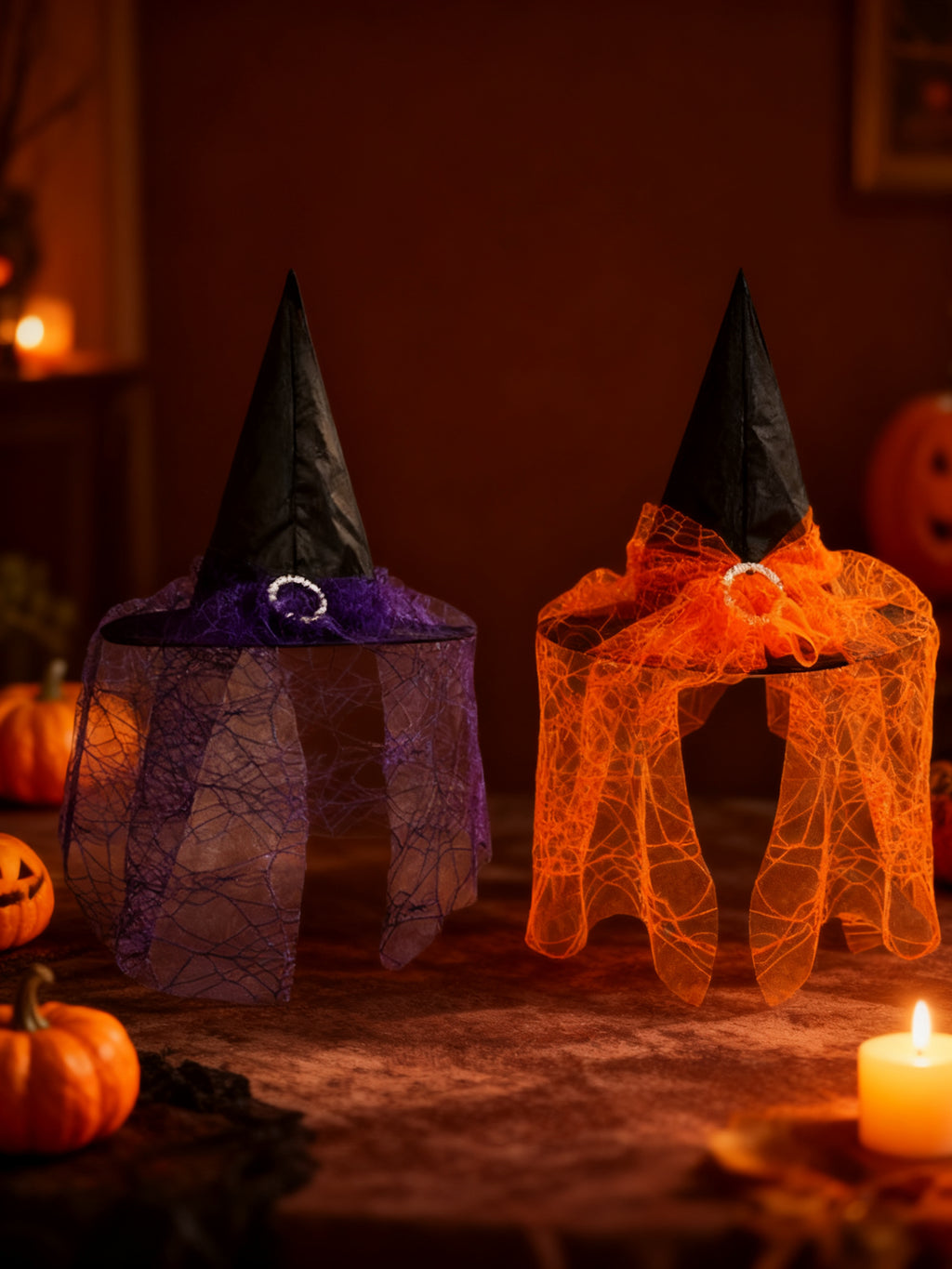 Gorro de Halloween con Malla Decorativa