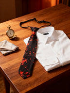 Corbata Halloween Negra con Salpicaduras Rojas