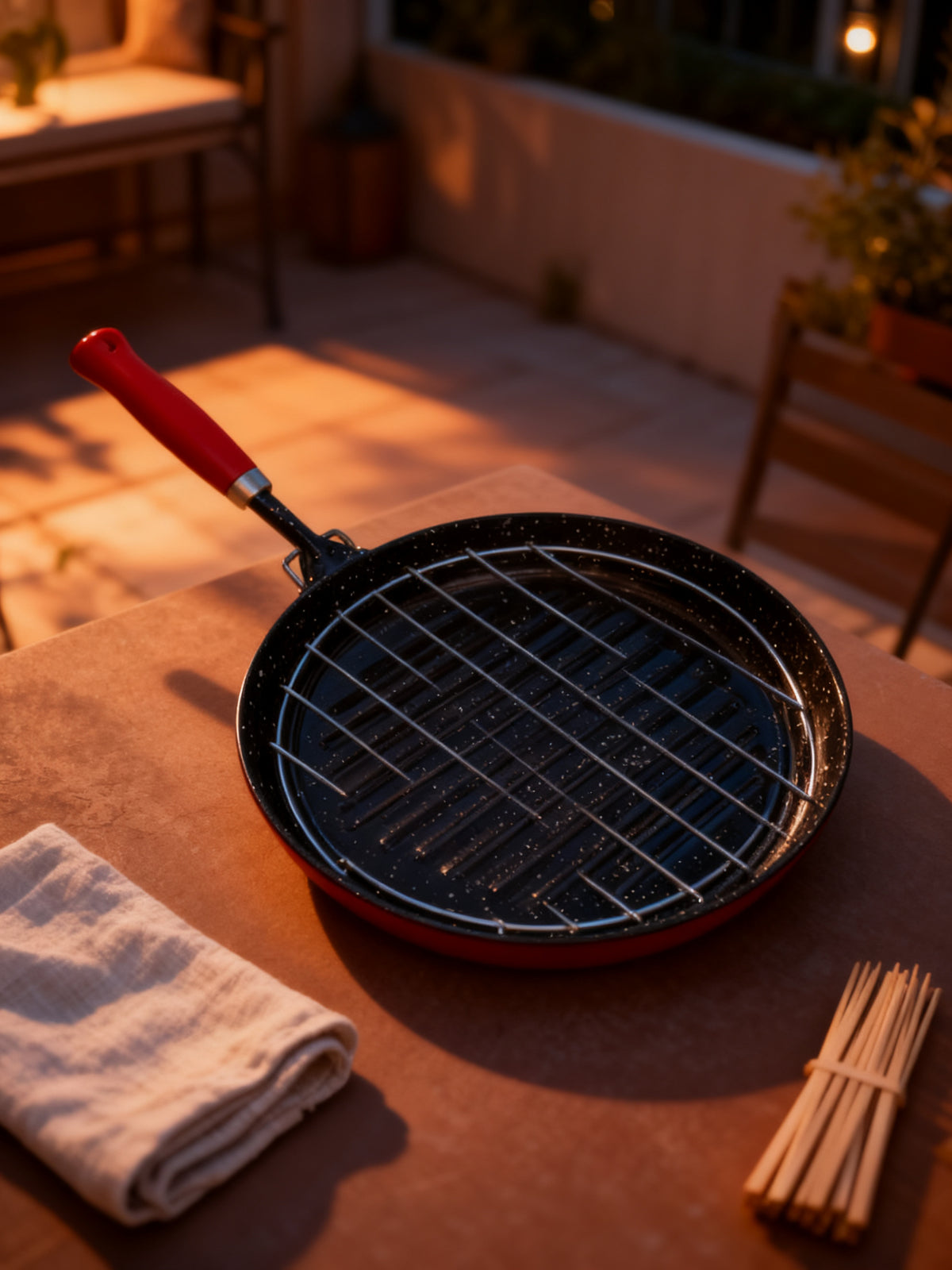 Asadora con parrilla roja