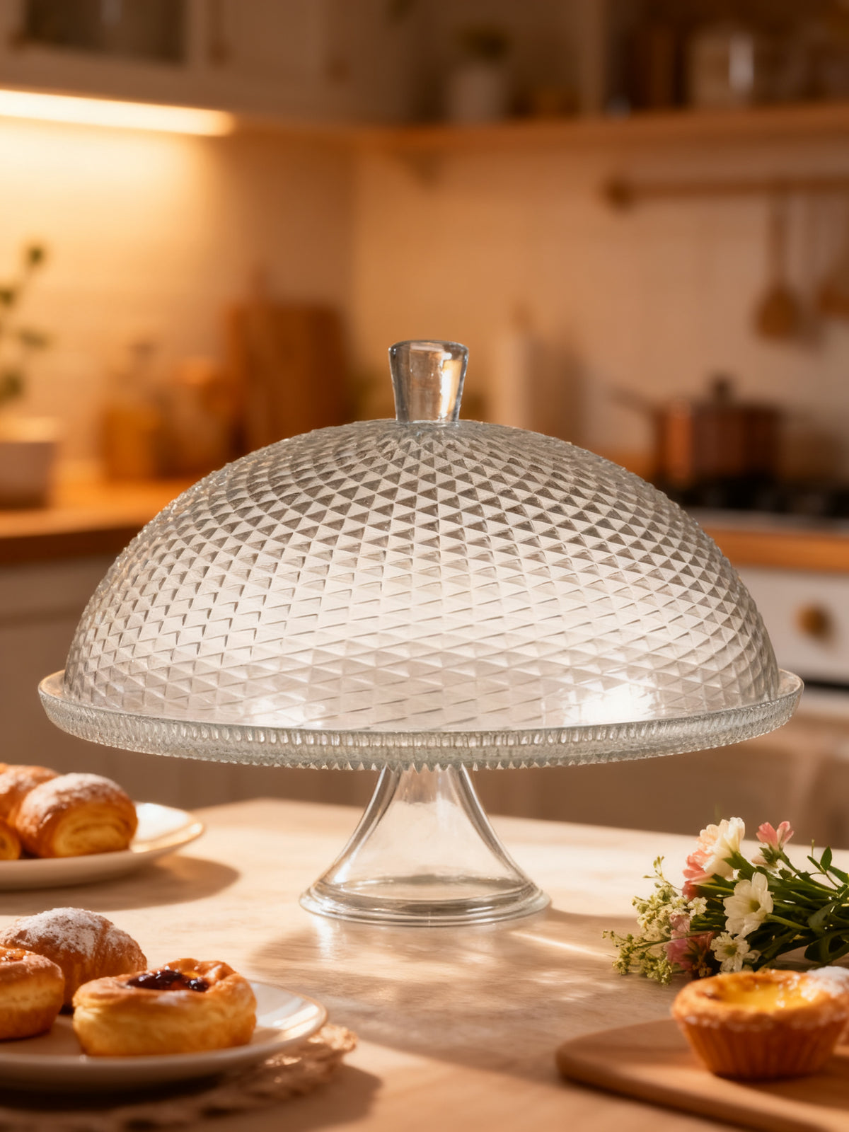 URBAN LIVING DIAMOND Plat à Gâteaux Sur Pied Cloche 30cm
