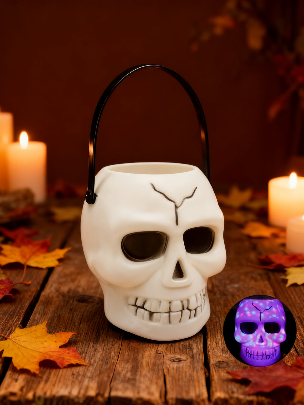 CALAVERA DE HALLOWEEN CON GYPSOPHILA (1 PIEZA)