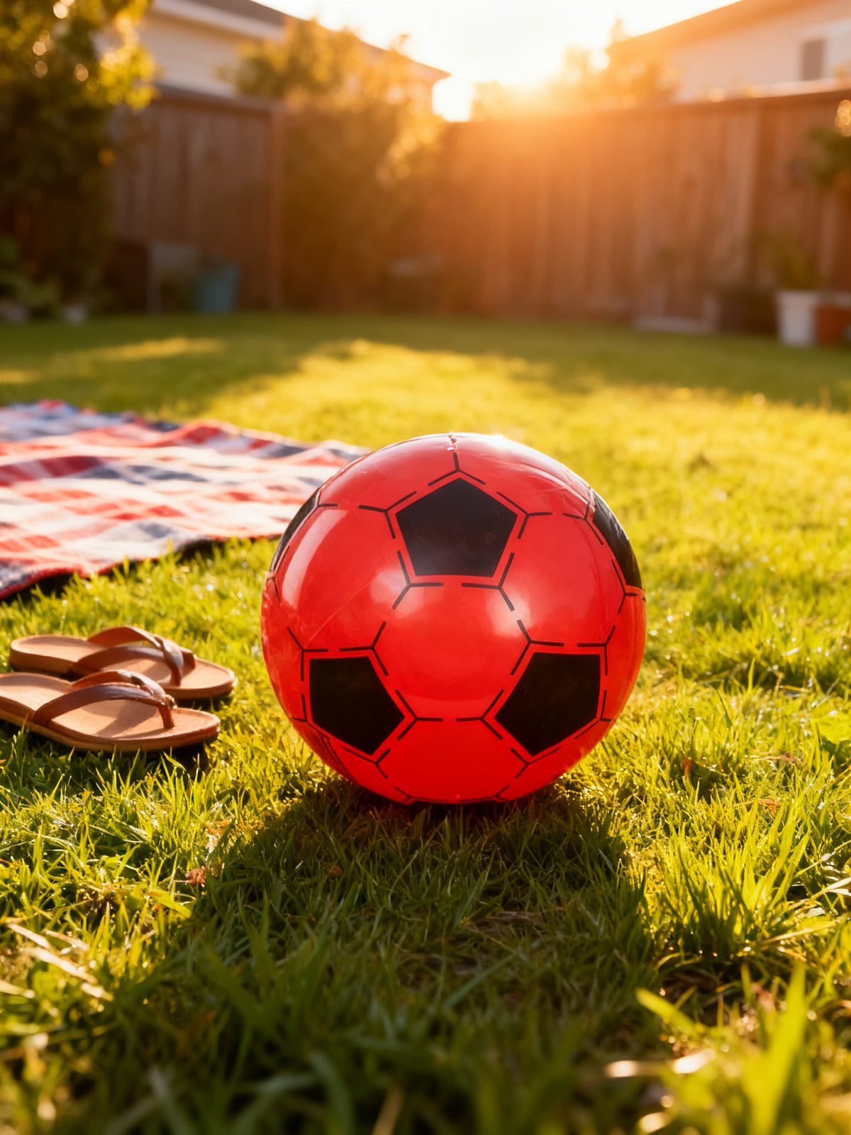 BALÓN PLÁSTICO FÚTBOL ROJO 22 CM