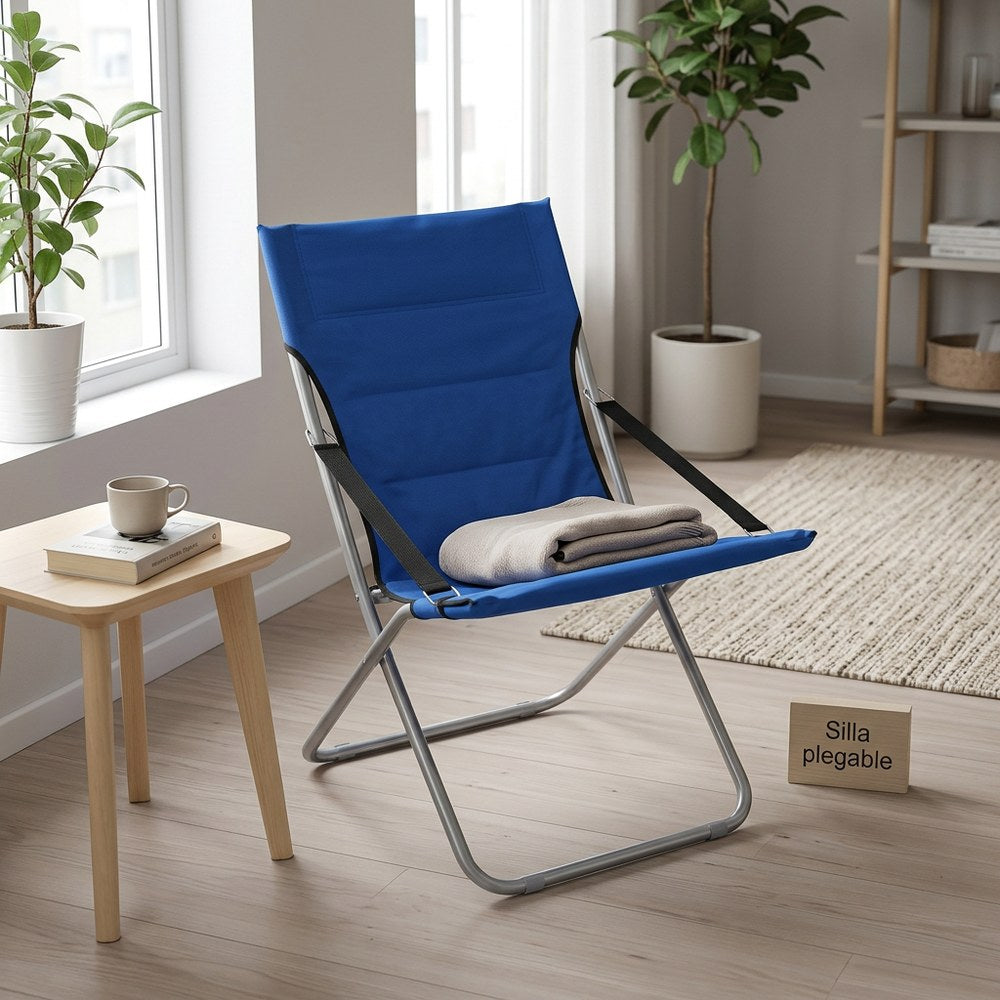 Klappstuhl Premium Blau | Strapazierfähiger Stoff und Hochwertiges Metall | Camping und Outdoor