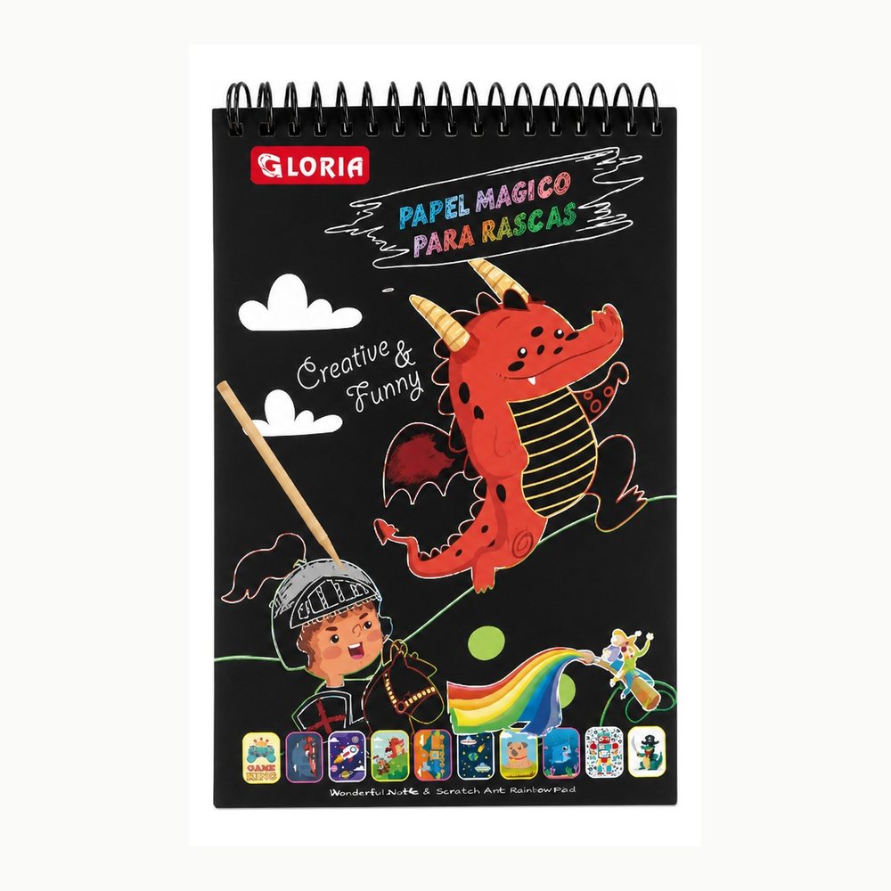 Sgraffito Skizzenbuch A5 Gloria | Inklusive Holzstift | Kreative Kunst für Kinder und Familie