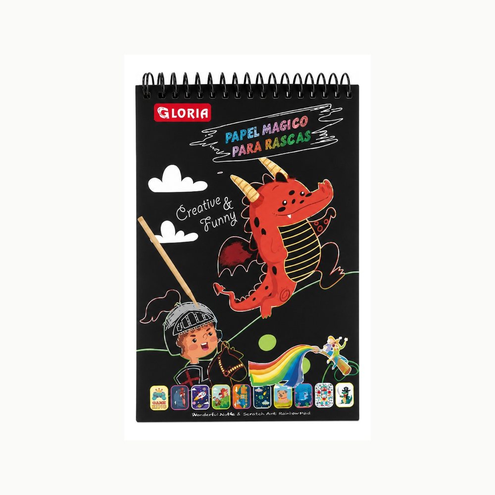 Sgraffito Skizzenbuch A5 Gloria | Inklusive Holzstift | Kreative Kunst für Kinder und Familie