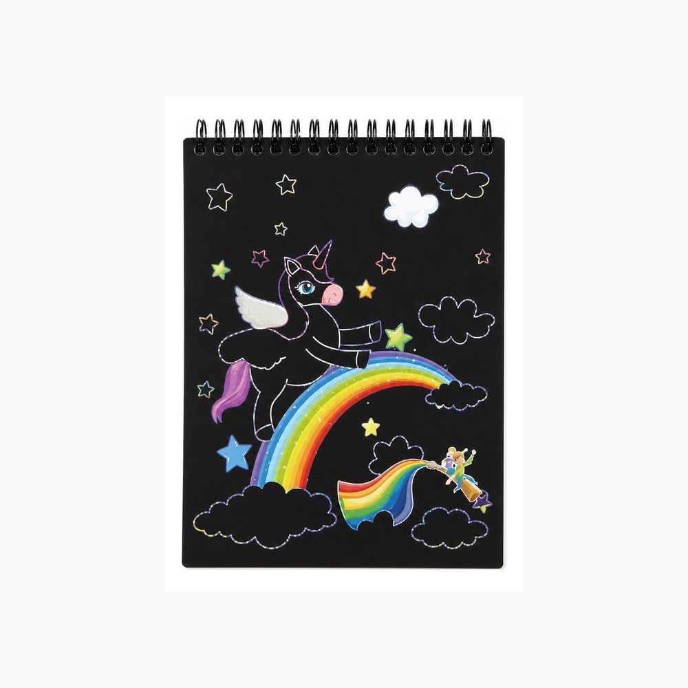 Sgraffito-Skizzenbuch A5 | Magisches Einhorn-Papier | Kreative Kunst für Kinder und Erwachsene