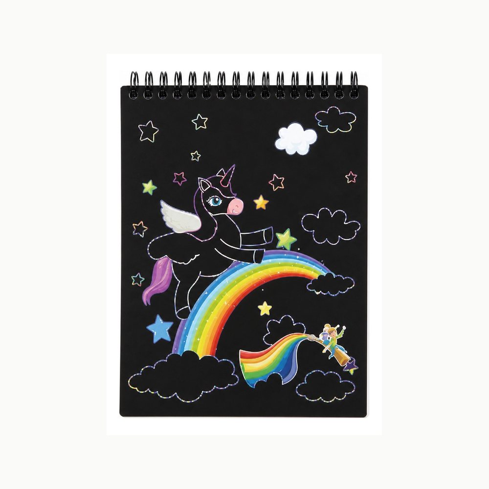 Sgraffito-Skizzenbuch A5 | Magisches Einhorn-Papier | Kreative Kunst für Kinder und Erwachsene