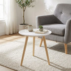 Modern Side Table | Durable Surface and Wooden Legs | Living Room and Bedroom